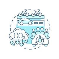 Sustainable transport soft blue concept icon. Integrating green initiatives. Benefit of traffic management. Round shape line illustration. Abstract idea. Graphic design. Easy to use in brochure vector