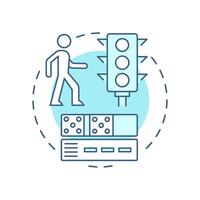 Look for signs and signals soft blue concept icon. Traffic lights for crossing protection. Pedestrian safety. Round shape line illustration. Abstract idea. Graphic design. Easy to use in brochure vector