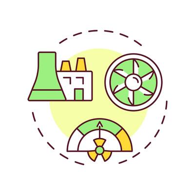 Intermediate level waste multi color concept icon. Shielding for handling and storage. Type of nuclear materials. Round shape line illustration. Abstract idea. Graphic design. Easy to use in article