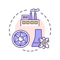 Nuclear power reactors multi color concept icon. Usage fabricated fuel assemblies to produce energy at plant. Round shape line illustration. Abstract idea. Graphic design. Easy to use in booklet vector