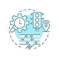 Adaptive ramp metering soft blue concept icon. Vehicle flow control system. Traffic management strategy. Round shape line illustration. Abstract idea. Graphic design. Easy to use in brochure vector
