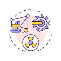 Uranium mining multi color concept icon. Extracting ore from earth to serve raw material. Nuclear fuel cycle. Round shape line illustration. Abstract idea. Graphic design. Easy to use in booklet vector