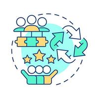 Jigsaw multi color concept icon. Cooperative learning, methodology. Teamwork, cooperation. Round shape line illustration. Abstract idea. Graphic design. Easy to use in infographic, presentation vector