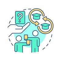 Quiz quiz trade multi color concept icon. Studying, learning. Question cards, answering. Round shape line illustration. Abstract idea. Graphic design. Easy to use in infographic, presentation vector