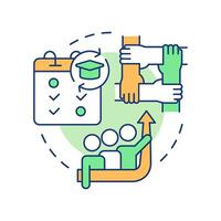 Cooperative base groups multi color concept icon. Partnership, checklist. Team work. Round shape line illustration. Abstract idea. Graphic design. Easy to use in infographic, presentation vector