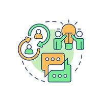 Informal cooperative learning multi color concept icon. Group communication. Cooperation, teamwork. Round shape line illustration. Abstract idea. Graphic design. Easy to use in infographic vector