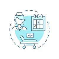 Nurse requisition soft blue concept icon. Medical staff work loading regulation in hospital. Care transition. Round shape line illustration. Abstract idea. Graphic design. Easy to use in article vector