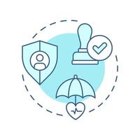 Reduction claim denials soft blue concept icon. Ensuring treatment procedures. Utilization management benefit. Round shape line illustration. Abstract idea. Graphic design. Easy to use in brochure vector