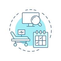 Bed tracking soft blue concept icon. Real time wards monitoring. Hospital management. Healthcare facility. Round shape line illustration. Abstract idea. Graphic design. Easy to use in brochure vector