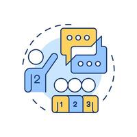 Numbered heads together multi color concept icon. Leadership, teamwork. Communication, discussion. Round shape line illustration. Abstract idea. Graphic design. Easy to use in infographic vector