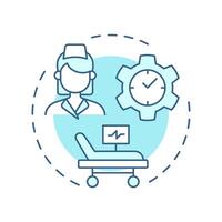 Concurrent review soft blue concept icon. Course of treatment in hospital. Type of utilization management. Round shape line illustration. Abstract idea. Graphic design. Easy to use in article vector