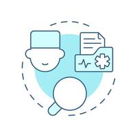 Medical record review soft blue concept icon. Patient documentation control. Utilization management benefit. Round shape line illustration. Abstract idea. Graphic design. Easy to use in brochure vector