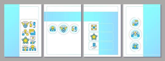 Cooperative learning brochure template. Teamwork organization, studying environment. Leaflet design with linear icons. Editable 4 layouts vector