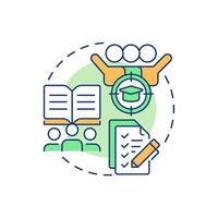 Formal cooperative learning multi color concept icon. Target goal. Task list, checklist. Round shape line illustration. Abstract idea. Graphic design. Easy to use in infographic, presentation vector