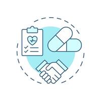 Medication reconciliation soft blue concept icon. Patient pharmacy treatment list control. Care transition. Round shape line illustration. Abstract idea. Graphic design. Easy to use in brochure vector