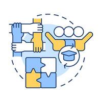 Round robin multi color concept icon. Collaboration hands, teamwork. Learning methodology. Round shape line illustration. Abstract idea. Graphic design. Easy to use in infographic, presentation vector