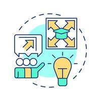 Corners multi color concept icon. Learning methodology, critical thinking. Education, creativity. Round shape line illustration. Abstract idea. Graphic design. Easy to use in infographic vector