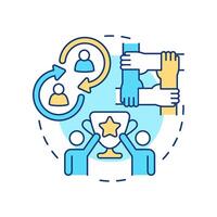 Positive interdependence multi color concept icon. Competition success, trophy. Partnership, teamwork. Round shape line illustration. Abstract idea. Graphic design. Easy to use in infographic vector