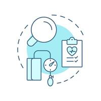 Retrospective review soft blue concept icon. After treatment checkup. Type of utilization management. Round shape line illustration. Abstract idea. Graphic design. Easy to use in brochure vector