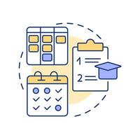 Organization and consistency multi color concept icon. Task list, schedule. Compliance, checklist. Round shape line illustration. Abstract idea. Graphic design. Easy to use in infographic vector