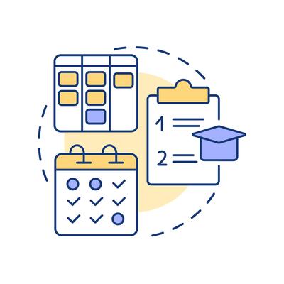 Organization and consistency multi color concept icon. Task list, schedule. Compliance, checklist. Round shape line illustration. Abstract idea. Graphic design. Easy to use in infographic