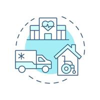 Transitional care soft blue concept icon. Coordination of healthcare service. Utilization management. Round shape line illustration. Abstract idea. Graphic design. Easy to use in brochure vector