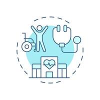 Improved patient care soft blue concept icon. Evidence based and patient centered treatment. UM benefit. Round shape line illustration. Abstract idea. Graphic design. Easy to use in article vector