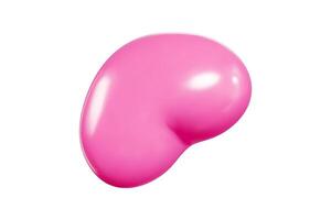 Flying pink heart balloon of 3d design with realistic glowing reflections and smooth surface. vector