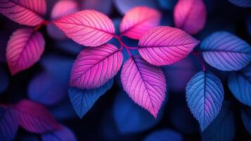 Pink and blue leaves, close-up, garden, autumn, nature background, website design photo