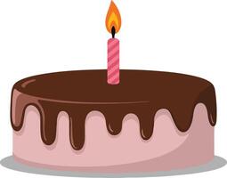 a chocolate cake with a single candle on top vector