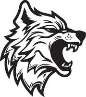 a wolf head with its mouth open vector