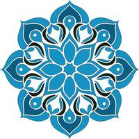 a blue and black flower design with a circular pattern vector