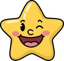 cartoon star with a happy face vector