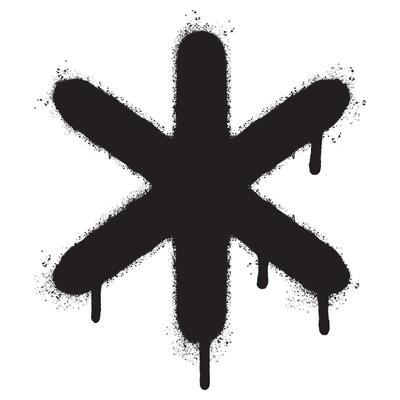 Spray Painted Graffiti asterisk icon isolated on white background.Elements on white background for banner, decoration, street art and ads.