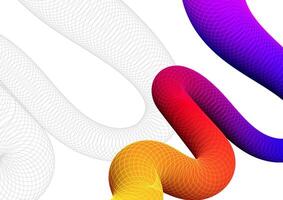 Digital technology Wavy white colorful background. Wave shape curve wireframe concept. Design for abstract fluid futuristic line pipe curve color technology connect telecom. vector