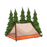 tent near pine tree vector