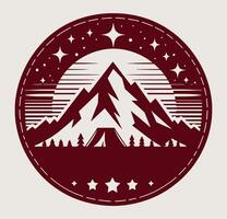 A mountain with a tent and stars on it vector