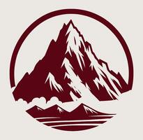 Mountain landscape with mountains and lake in a circle vector