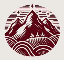 Mountains and stars in a circular design vector