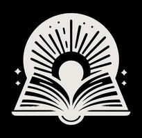 An open book with rays of light coming out of it vector