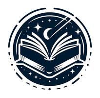 An open book with stars and moon on it vector