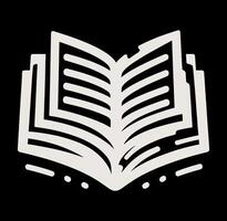 An open book icon on a black background vector