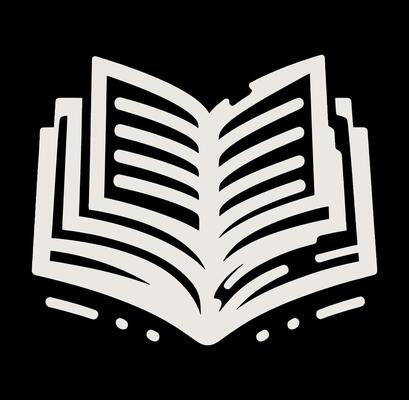 An open book icon on a black background