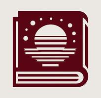 A book with a sun and waves on it vector