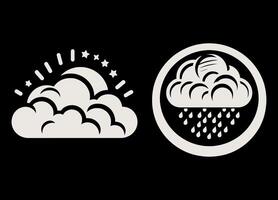 Two icons of clouds and rain on a black background vector