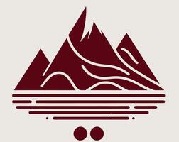 A mountain with a river and a dot in the middle vector