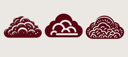 Three different types of clouds in different shapes vector