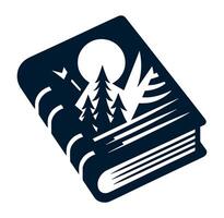 A book with a mountain and trees on it vector