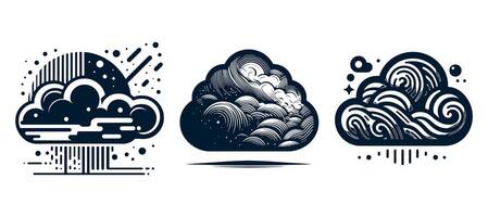 Illustrations of rain clouds, waves and waves. vector