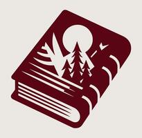 A book with trees and a mountain in the background vector